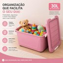 Ver imagem 3 de Caixa Organizadora Rosa Empilhavel Rodinhas Guarda Roupa Brinquedos Resistente Premium