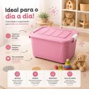 Ver imagem 5 de Caixa Organizadora Rosa Empilhavel Rodinhas Guarda Roupa Brinquedos Resistente Premium