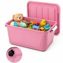 Ver imagem 2 de Caixa Organizadora Rosa Empilhavel Rodinhas Guarda Roupa Brinquedos Resistente Premium