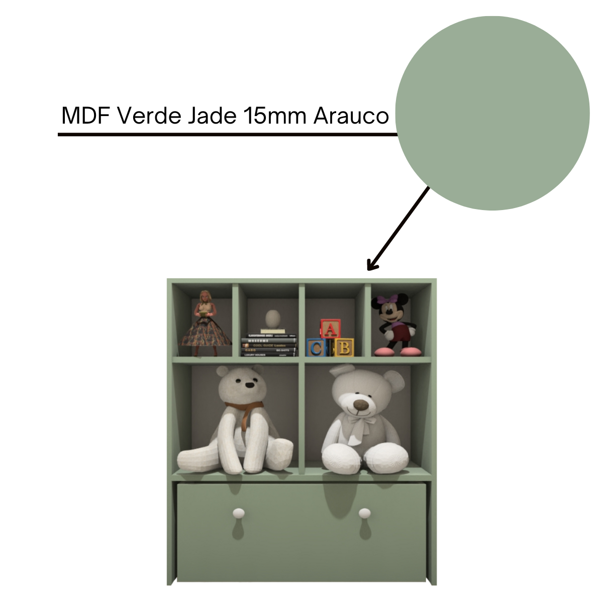 Estante Nicho Organizador de Brinquedos Infantil em Mdf Plancasa:verde Jade - 8