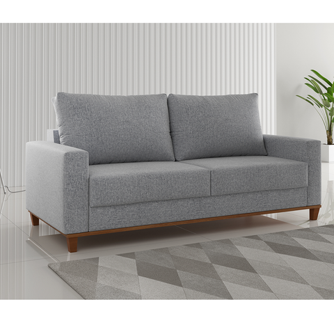 Estofado Gael Living 3 Lugares 2 Almofadas Soltas Linho Inox - Casa Giulia