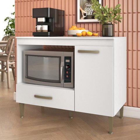 Armário Balcão de Cozinha Cooktop e Forno 1 Porta 1 Gaveta Branco - Fellicci