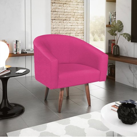 Poltrona Decorativa Sala de Estar Recepção Luiza Pés Palito Suede - Doce Sonho Móveis POLTRONAS POLT