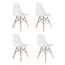 Ver imagem 1 de Kit com 4 Cadeira Eames Eiffel Wood Branca para Sala de Jantar