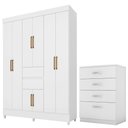 Ver imagem 1 de Kit Guarda Roupa Casal 8 Portas Munique Cômoda Astral - Branco
