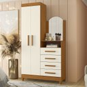 Ver imagem 2 de Guarda Roupa Cômoda com Espelho 103cm Maite A02 Off/cinamomo - Mpozenato