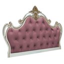 Ver imagem 1 de Cabeceira Painel Charlotte 1,00 m Branco Entalhe Dourado Capitonê Veludo Rose
