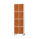 Ver imagem 1 de Armário Roupeiro de Aço para Vestiário 8 Portas Laranja com Chave