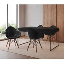 Ver imagem 1 de Mesa Jantar Industrial Filadélfia Preta 137x90cm Base Ferro Preto com 4 Poltronas Pretas Eames Eiffe
