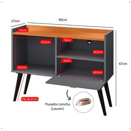 Rack Tv 32" Home Estante Sala Estar Recepção 1 Porta 2 Nichos Pés Retrô Decoração Moderna - - 7