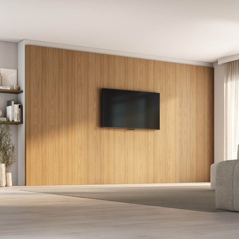 Painel para TV até 86 Polegadas 400cmx250cm Liso Aruá CabeCasa MadeiraOriginals Marrom Jatobá