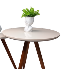 Mesa de Canto e Lateral para Decoração Bege M - 3