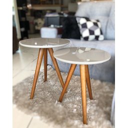 Mesa de Canto e Lateral para Decoração Bege M - 4