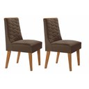Ver imagem 1 de Cadeira Sala de Jantar Dafne Kit 2 Un Madeira Capuccino/suede Marrom - Rufato
