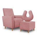 Ver imagem 1 de Kit Amamentação Poltrona + Puff + Almofada Sophia Suede Rose Clique Decorações
