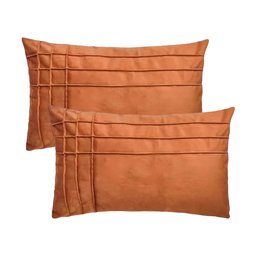 Kit 2 Capas para Almofada Drapeada Line T Retangular em Veludo Várias Cores Cor:terracota - 1