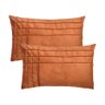Kit 2 Capas para Almofada Drapeada Line T Retangular em Veludo Várias Cores Cor:terracota - 1