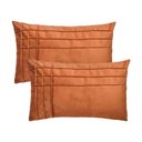 Ver imagem 1 de Kit 2 Capas para Almofada Drapeada Line T Retangular em Veludo Várias Cores Cor:terracota