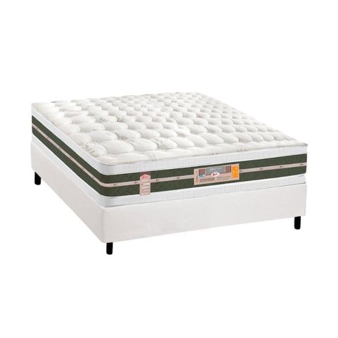 Cama Box Casal: Colchão Molas Castor Bonnel Silver Star Air + Base CRC Courano White(138x188)