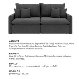 Sofá Cama Retrátil e Reclinável 180cm Madri Movenzo Estofados Veludo - 11