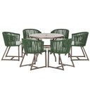 Ver imagem 1 de Mesa com 6 Cadeiras de Jantar Roma 120cm e Noronha em Alumínio Marrom Corda Náutica Estofado 3 Trama