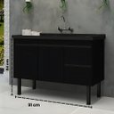 Ver imagem 4 de Gabinete de Cozinha Armário 91cm 2 Gavetas 2 Portas 100% MDF:Preto Fosco