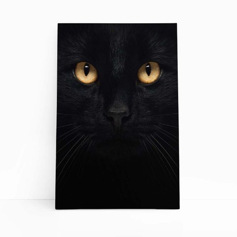 Gato Preto Animal Pet Minimalista Quadro Canvas 100x70cm