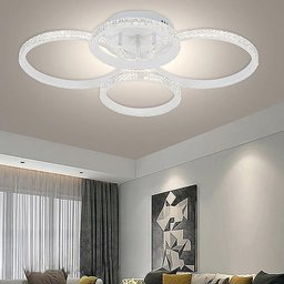 Plafon de Sobrepor Aros Cristais Branco Led 32w 3 em 1 Bivolt Paris Luz - 2
