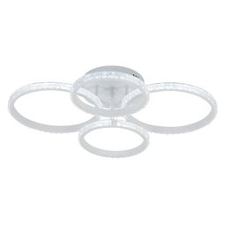 Plafon de Sobrepor Aros Cristais Branco Led 32w 3 em 1 Bivolt Paris Luz - 1