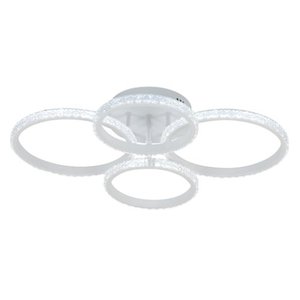 Plafon de Sobrepor Aros Cristais Branco Led 32w 3 em 1 Bivolt Paris Luz