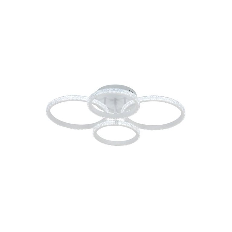 Plafon de Sobrepor Aros Cristais Branco Led 32w 3 em 1 Bivolt Paris Luz Plafon de Sobrepor Aros Cristais Branco Led 32w 3 em 1 Bivolt Paris Luz