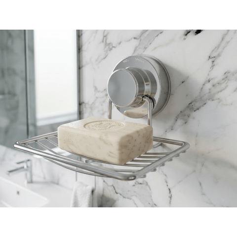 Saboneteira Inox com Ventosa para Banheiro Lavabo Área de Serviço