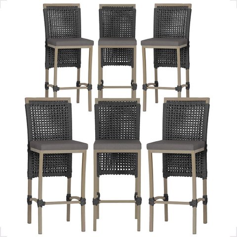 6 Banqueta em Alumínio Roma Fendi Corda Náutica Tecido 11