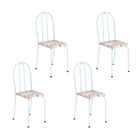 Kit 4 Cadeiras Tubular 89x37x42 cm Ane B Branco/Botanic Bege
