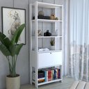Ver imagem 1 de Estante para Livros Industrial 1 Porta 3 Prateleiras Branco - Panorama Móveis
