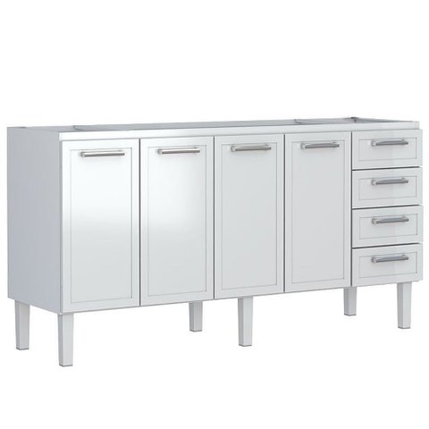 Gabinete de Cozinha Juno Branco em Aço com 4 Gavetas para Pias de 2,00 Metros - P87624 - Cozimax Gab
