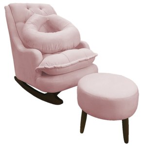Kit Amamentação com Balanço Suede Rosa Bebe - Dominic Decor Lille