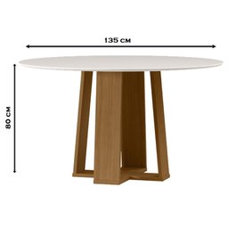 Mesa de jantar Ambiente 135x135 cm com Tampo Giratório Isabela com Vidro Ype Off White e 6 Cadeiras  - 2