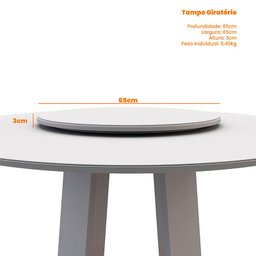 Mesa de jantar Ambiente 135x135 cm com Tampo Giratório Isabela com Vidro Ype Off White e 6 Cadeiras  - 4