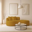 Ver imagem 1 de Sofá Feijão de Canto Curvado Elegante 2 Lugares Bouclé Cor:bouclé Mostarda