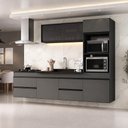 Ver imagem 1 de Armário Cozinha Modulada Completa Suspensa com Pia 251,5cm Milano Multimóveis MCR2479 Grafite/