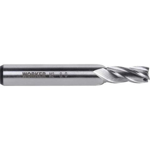 Fresa de Topo Reto 8mm Aco Rapido Hss 4 Cortes Aco Hss m² Worker