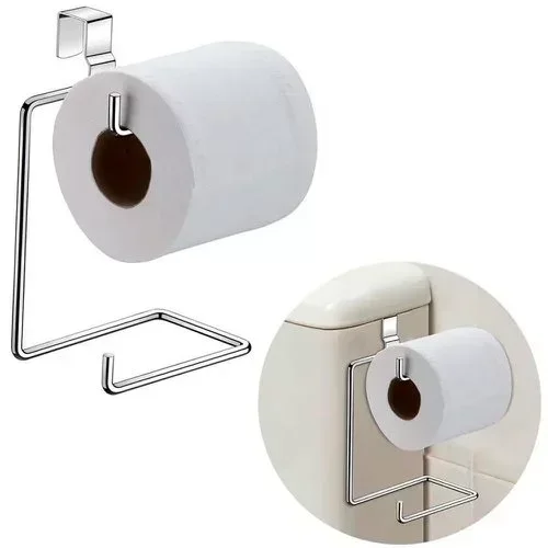 Suporte Para Papel Higiênico Duplo Cromado Para 2 Rolos:Branco - 3