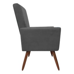 Cadeira Poltrona para Sala Nina Confortável e Reforçada Veludo Cinza - 3