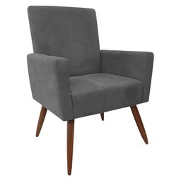 Cadeira Poltrona para Sala Nina Confortável e Reforçada Veludo Cinza - 1