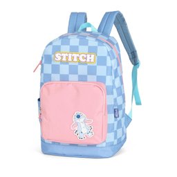 Mochila de Costas Stitch Xadrez Azul Bolso Rosa - Luxcel - 3
