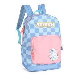 Mochila de Costas Stitch Xadrez Azul Bolso Rosa - Luxcel - 2