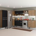 Ver imagem 1 de Cozinha Canto Emilly Armário Balcão 15 Portas Preto Madesa