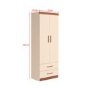 Ver imagem 4 de Jogo de Quarto Chiara com Roupeiro 2 Portas, Módulo Aéreo e Cama com Auxiliar - Off White / Amadeira
