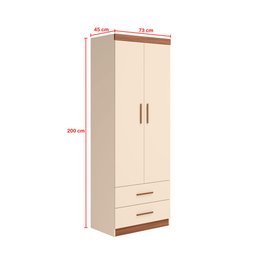 Jogo de Quarto Chiara com Roupeiro 2 Portas, Módulo Aéreo e Cama com Auxiliar - Off White / Amadeira - 4